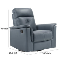 Briz Manual Swivel Glider Recliner Chair, Top Grain Leather Slate Gray -BM336124