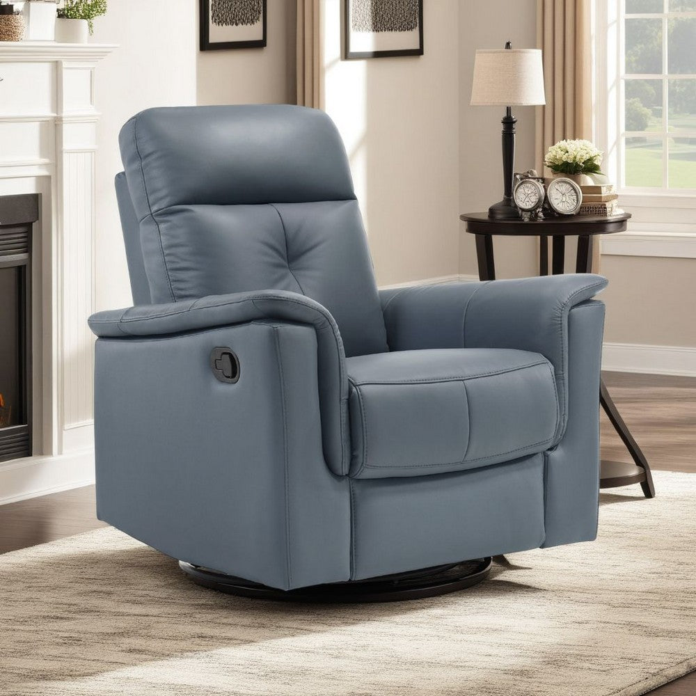 Briz Manual Swivel Glider Recliner Chair, Top Grain Leather Slate Gray -BM336124