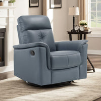 Briz Manual Swivel Glider Recliner Chair, Top Grain Leather Slate Gray -BM336124