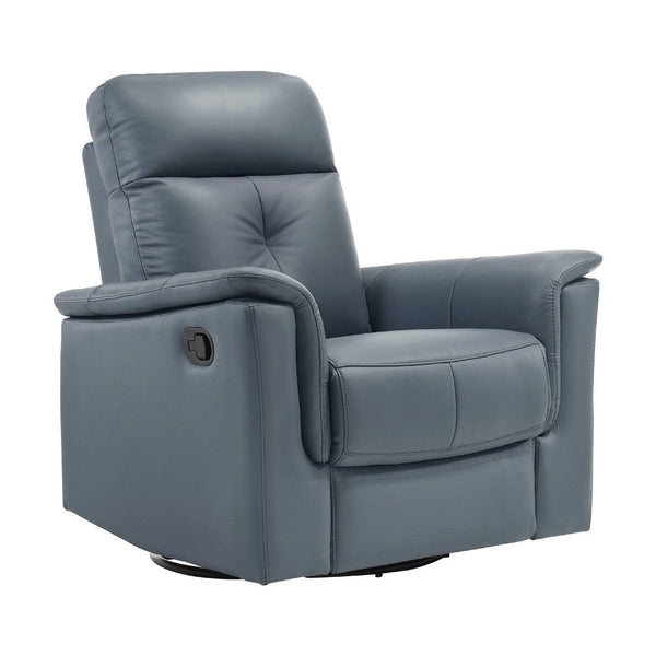 Briz Manual Swivel Glider Recliner Chair, Top Grain Leather Slate Gray -BM336124