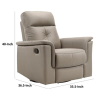 Briz Manual Swivel Recliner Chair, Top Grain Leather Latte Brown -BM336125