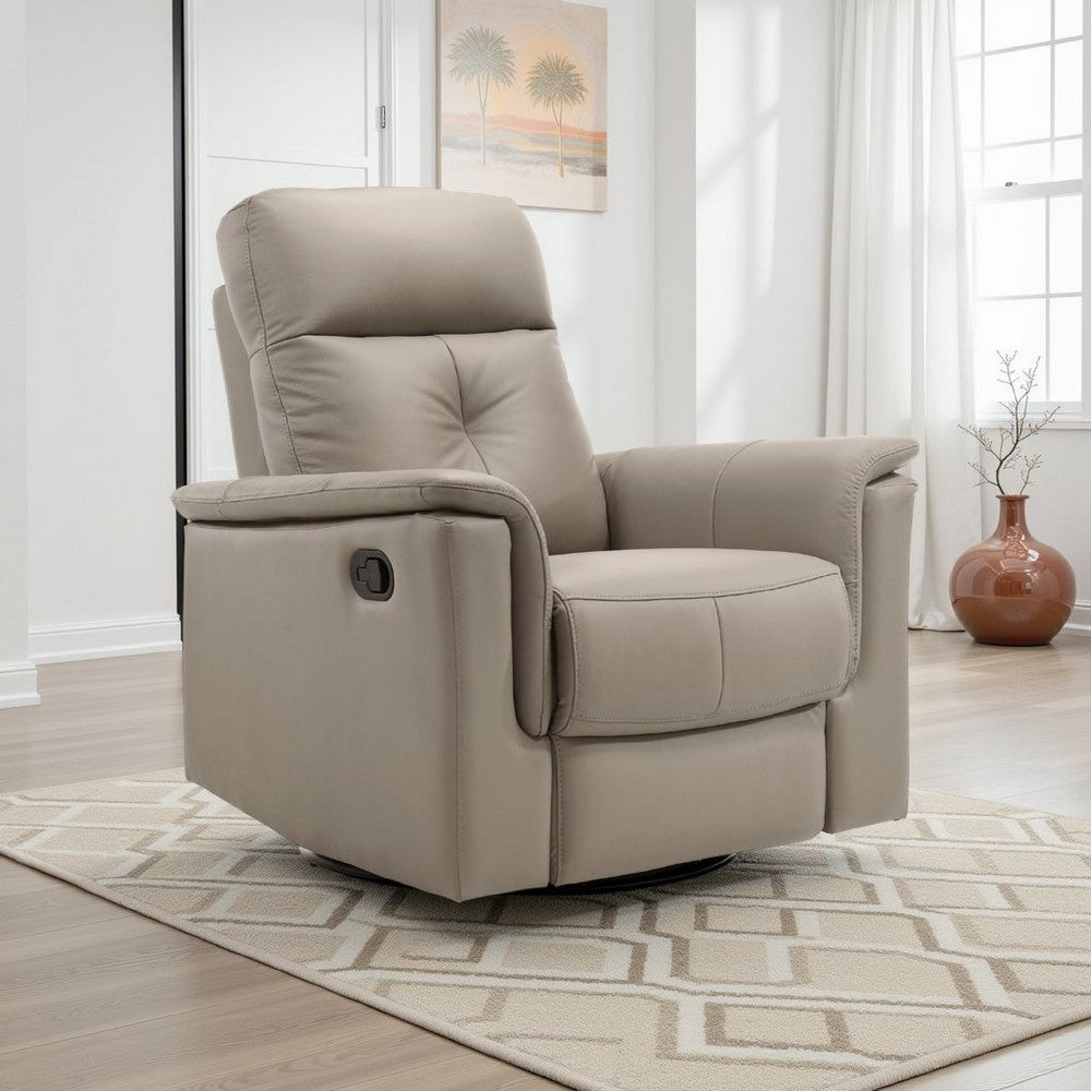 Briz Manual Swivel Recliner Chair, Top Grain Leather Latte Brown -BM336125