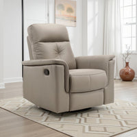 Briz Manual Swivel Recliner Chair, Top Grain Leather Latte Brown -BM336125