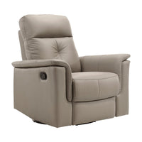 Briz Manual Swivel Recliner Chair, Top Grain Leather Latte Brown -BM336125