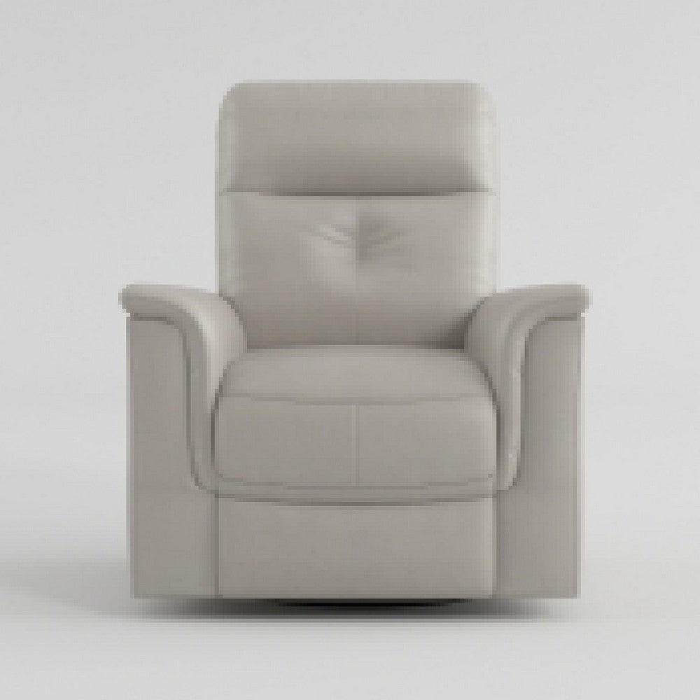 Briz Manual Swivel Recliner Chair, Top Grain Leather Silver Gray -BM336126