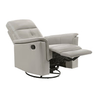 Briz Manual Swivel Recliner Chair, Top Grain Leather Silver Gray -BM336126