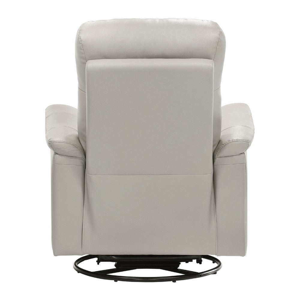 Briz Manual Swivel Recliner Chair, Top Grain Leather Silver Gray -BM336126