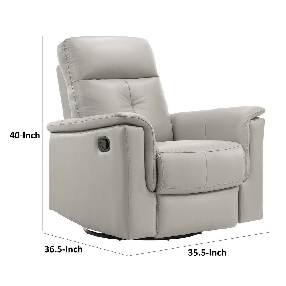 Briz Manual Swivel Recliner Chair, Top Grain Leather Silver Gray -BM336126