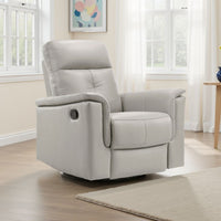 Briz Manual Swivel Recliner Chair, Top Grain Leather Silver Gray -BM336126
