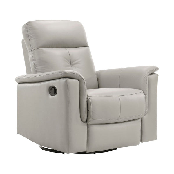 Briz Manual Swivel Recliner Chair, Top Grain Leather Silver Gray -BM336126