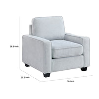 Pery Accent Chair w Reversible Cushions, Modern Light Gray Polyester -BM336140