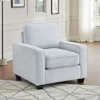 Pery Accent Chair w Reversible Cushions, Modern Light Gray Polyester -BM336140