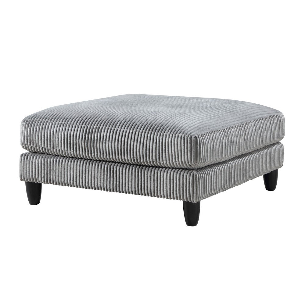 Mear Modular Ottoman w Black Solid Wood Legs, Gray Corduroy 40 Inch -BM336143