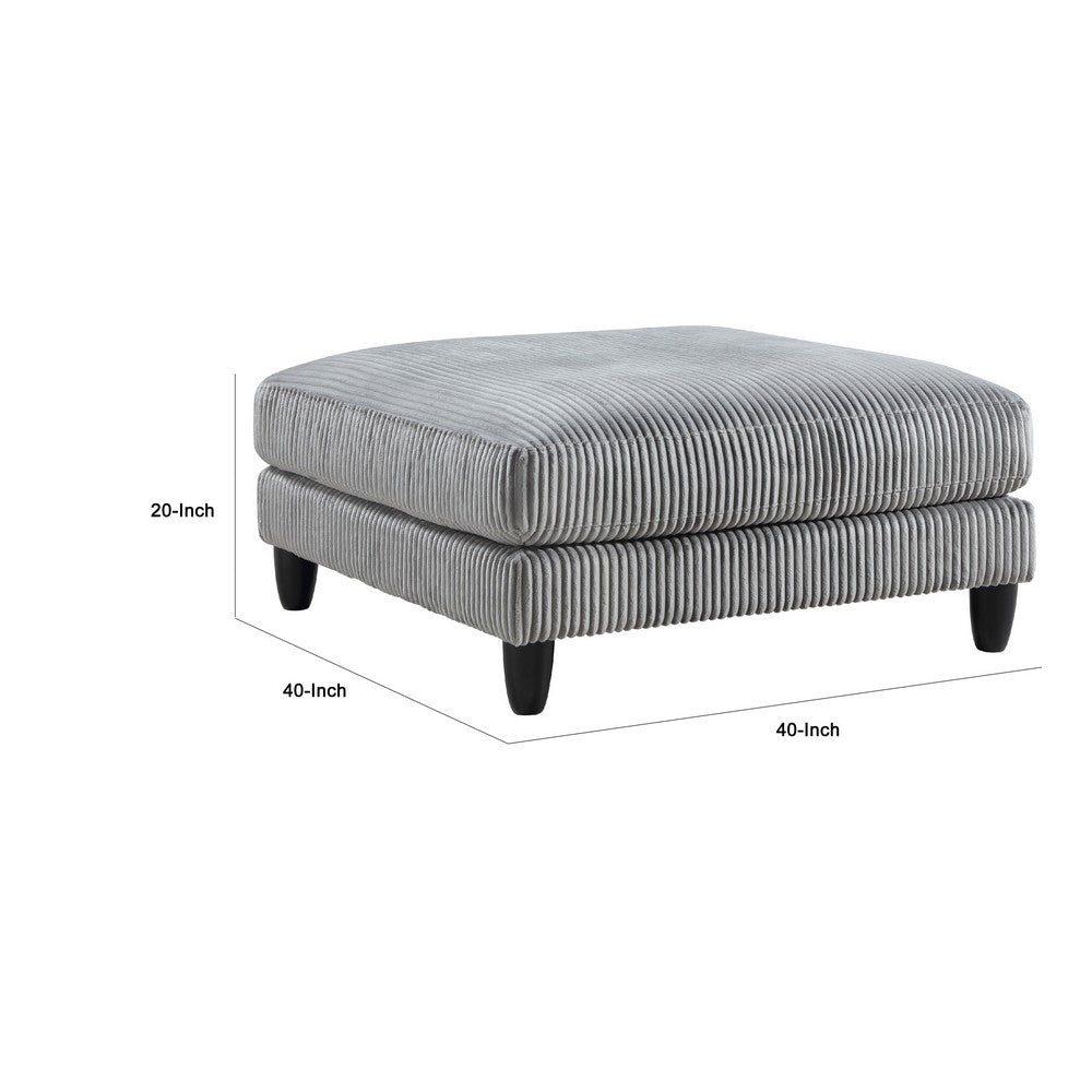 Mear Modular Ottoman w Black Solid Wood Legs, Gray Corduroy 40 Inch -BM336143