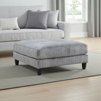 Mear Modular Ottoman w Black Solid Wood Legs, Gray Corduroy 40 Inch -BM336143
