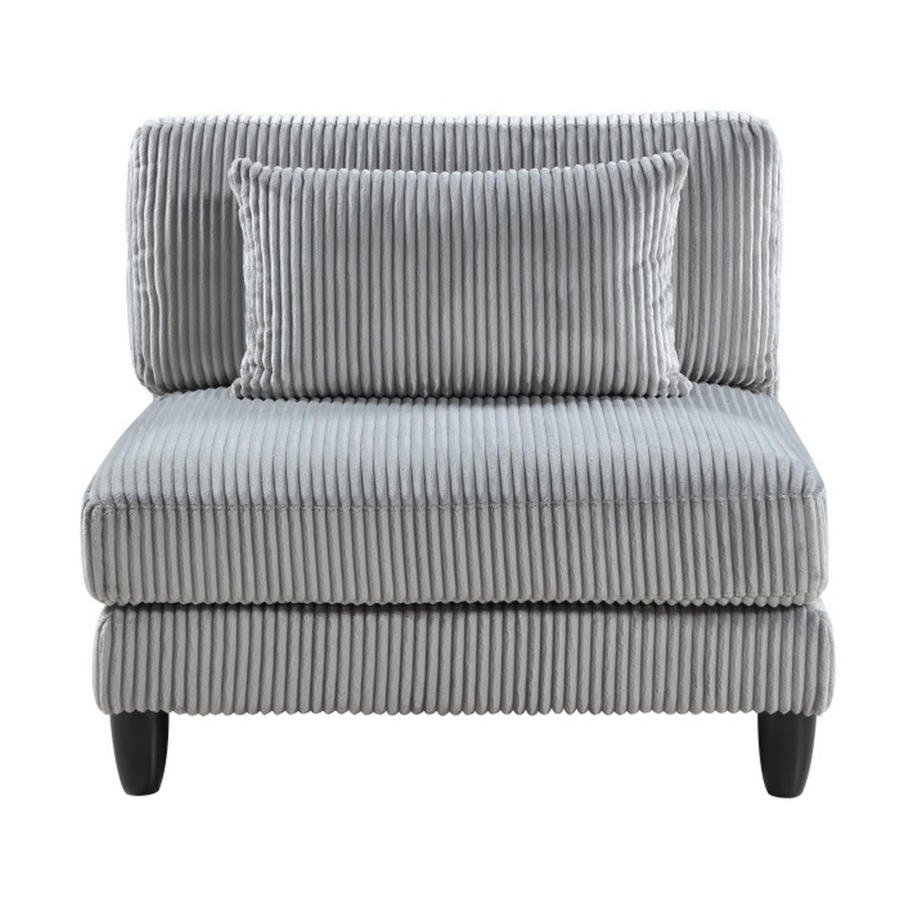 Mear Modular Armless Chair w Black Solid Wood Legs, Gray Corduroy -BM336144