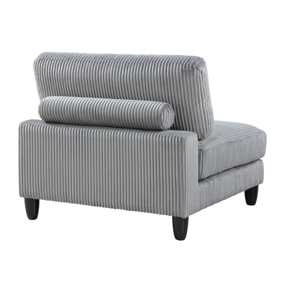 Mear Modular Armless Chair w Black Solid Wood Legs, Gray Corduroy -BM336144