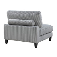 Mear Modular Armless Chair w Black Solid Wood Legs, Gray Corduroy -BM336144