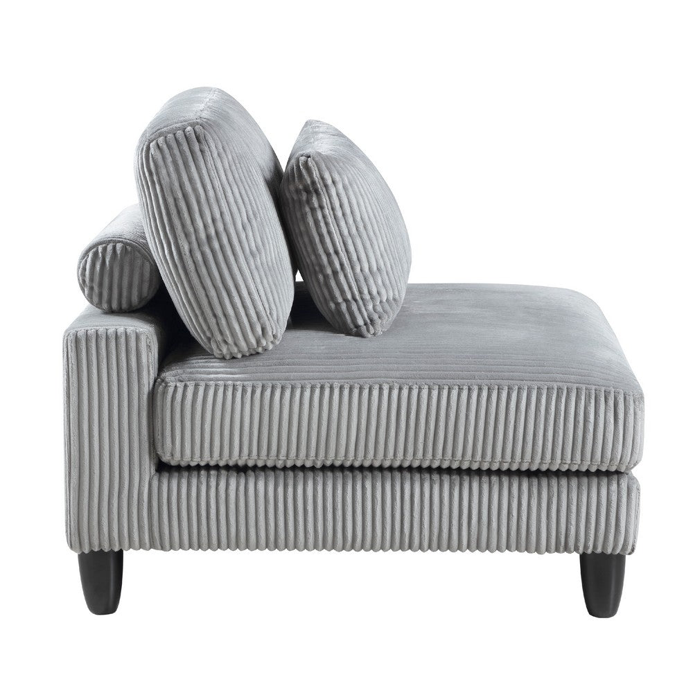 Mear Modular Armless Chair w Black Solid Wood Legs, Gray Corduroy -BM336144