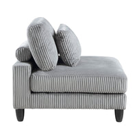 Mear Modular Armless Chair w Black Solid Wood Legs, Gray Corduroy -BM336144