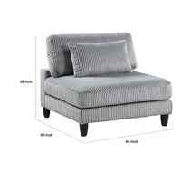 Mear Modular Armless Chair w Black Solid Wood Legs, Gray Corduroy -BM336144