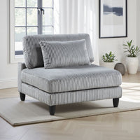 Mear Modular Armless Chair w Black Solid Wood Legs, Gray Corduroy -BM336144