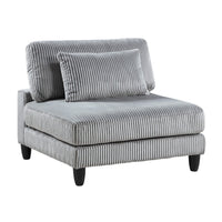 Mear Modular Armless Chair w Black Solid Wood Legs, Gray Corduroy -BM336144