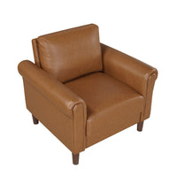Lo Accent Armchair w Rolled Arms, Mid Century Brown Faux Leather -BM336145