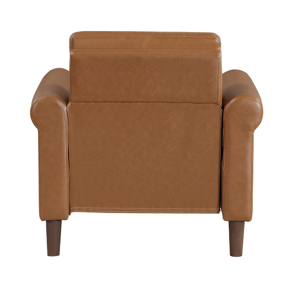 Lo Accent Armchair w Rolled Arms, Mid Century Brown Faux Leather -BM336145