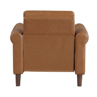 Lo Accent Armchair w Rolled Arms, Mid Century Brown Faux Leather -BM336145