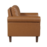 Lo Accent Armchair w Rolled Arms, Mid Century Brown Faux Leather -BM336145