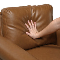 Lo Loveseat w Rolled Arms, Mid Century Brown Faux Leather 57 Inch -BM336146