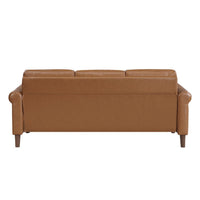 Lo Sofa w Rolled Arms, Mid Century Brown Faux Leather 79 Inch -BM336147