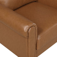 Lo Sofa w Rolled Arms, Mid Century Brown Faux Leather 79 Inch -BM336147