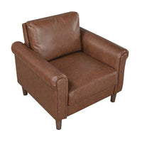 Lo Accent Chair w Rolled Arms, Mid Century Dark Brown Faux Leather -BM336148