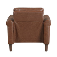 Lo Accent Chair w Rolled Arms, Mid Century Dark Brown Faux Leather -BM336148