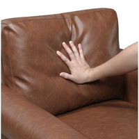 Lo Loveseat w Rolled Arms, Mid Century Dark Brown Faux Leather 57 Inch -BM336149