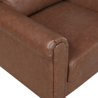 Lo Sofa w Rolled Arms, Mid Century Dark Brown Faux Leather 79 Inch -BM336150
