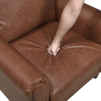 Lo Sofa w Rolled Arms, Mid Century Dark Brown Faux Leather 79 Inch -BM336150