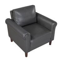 Lo Accent Chair w Rolled Arms, Midcentury Dark Gray Faux Leather  -BM336151