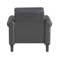Lo Accent Chair w Rolled Arms, Midcentury Dark Gray Faux Leather  -BM336151