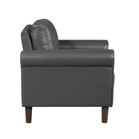 Lo Accent Chair w Rolled Arms, Midcentury Dark Gray Faux Leather  -BM336151