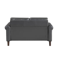 Lo Loveseat w Rolled Arms, Midcentury Dark Gray Faux Leather 57 Inch -BM336152