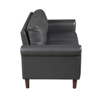 Lo Loveseat w Rolled Arms, Midcentury Dark Gray Faux Leather 57 Inch -BM336152
