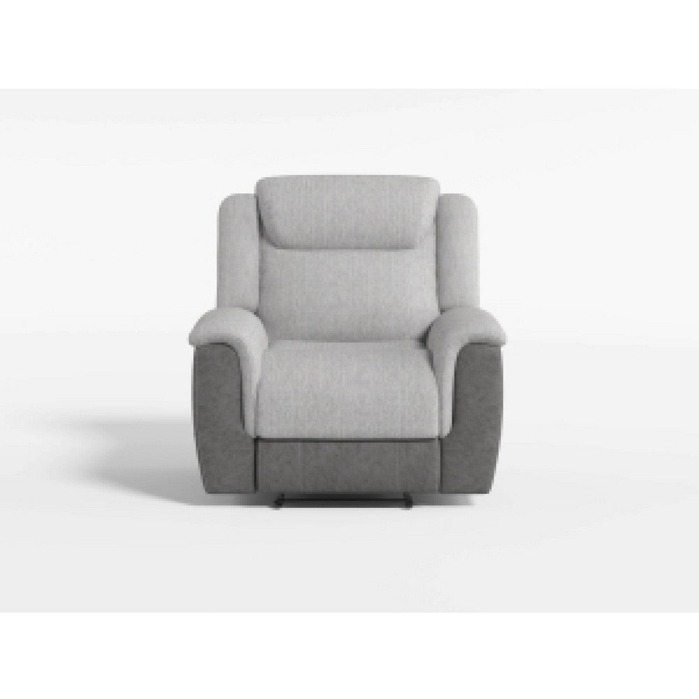 Feo Manual Reclining Chair with Pull Tab, White Gray Microfiber -BM336154
