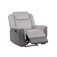 Feo Manual Reclining Chair with Pull Tab, White Gray Microfiber -BM336154