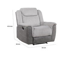 Feo Manual Reclining Chair with Pull Tab, White Gray Microfiber -BM336154