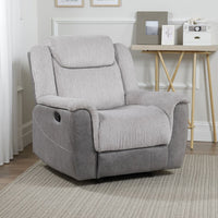 Feo Manual Reclining Chair with Pull Tab, White Gray Microfiber -BM336154
