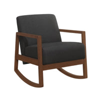 Clovi Accent Chair, Dark Gray Performance Fabric, Brown Solid Wood -BM336163