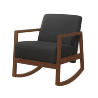 Clovi Accent Chair, Dark Gray Performance Fabric, Brown Solid Wood -BM336163